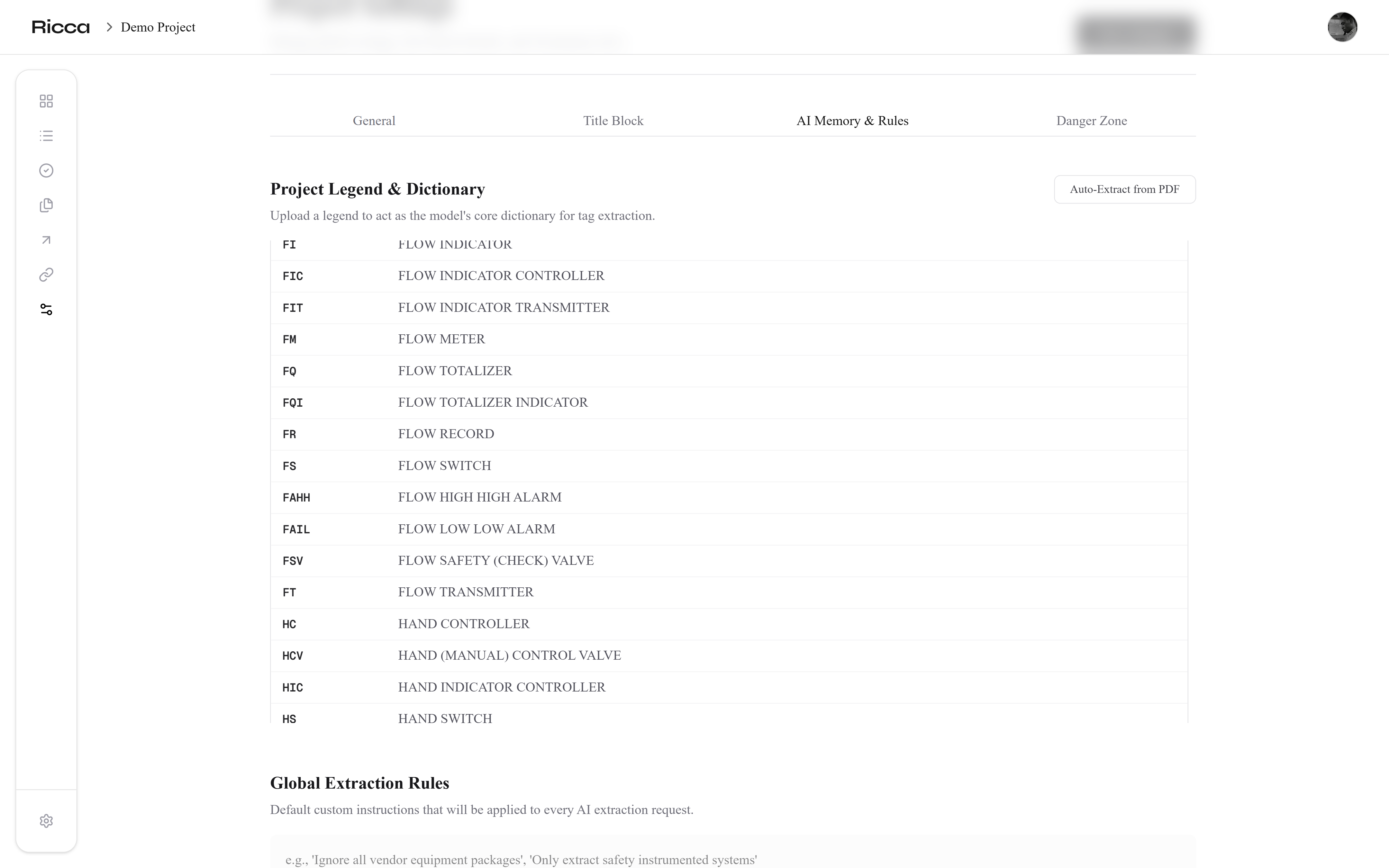 Parsing Engine Interface